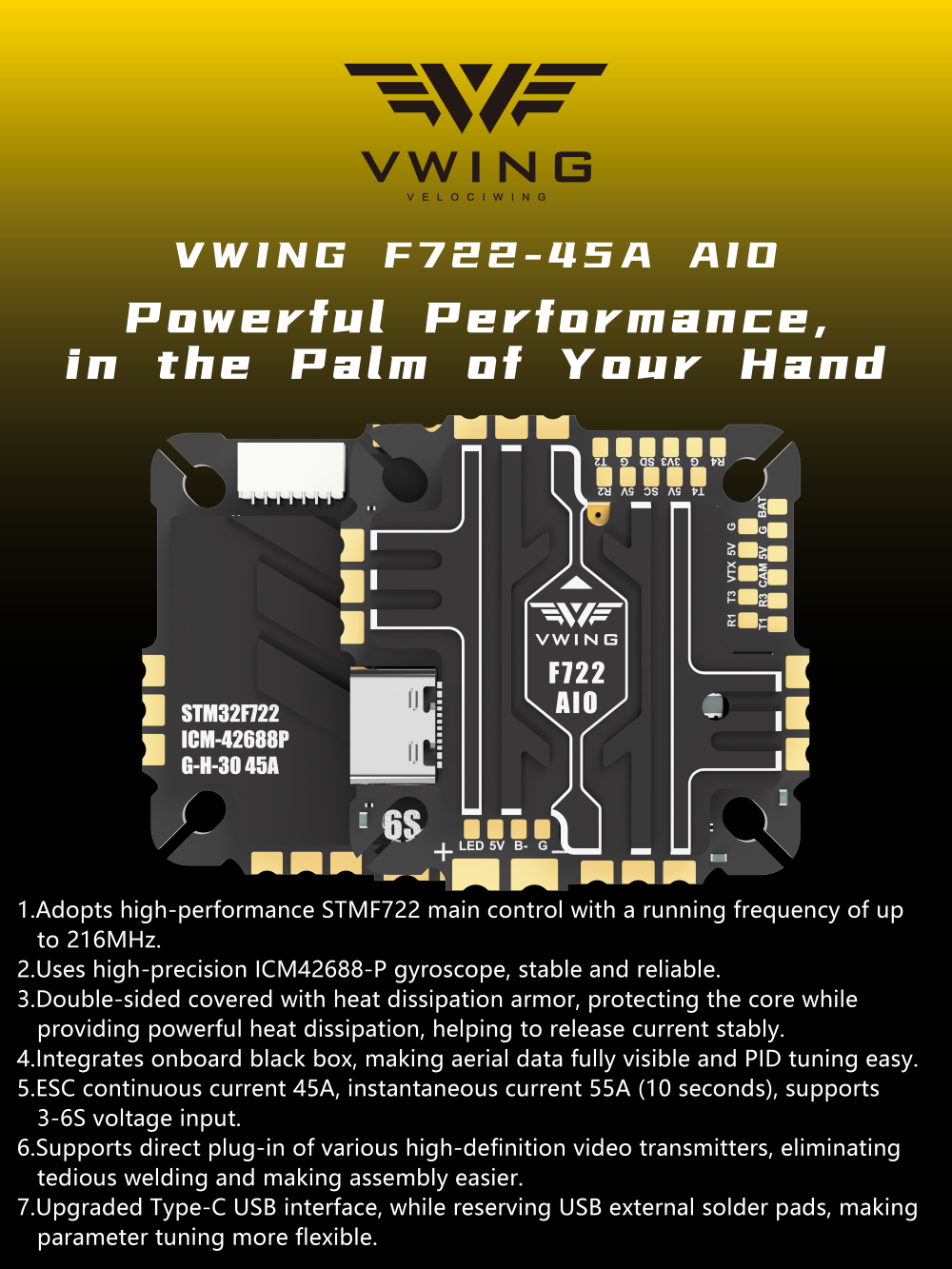 وحدة تحكم طيران VWING F722 AIO - مراجعة Betaflight Fc وسعره