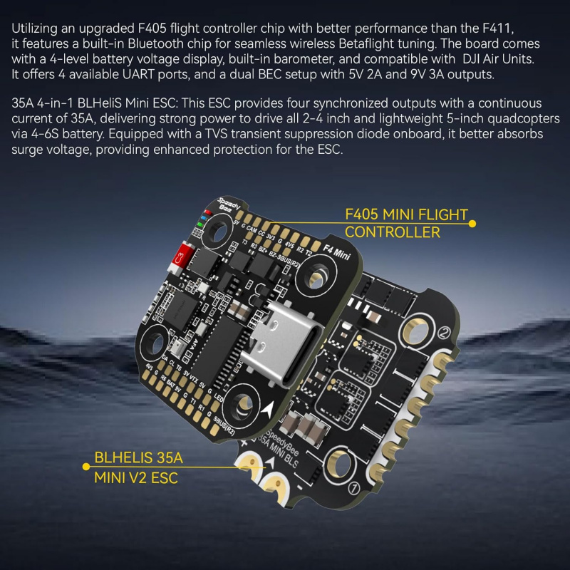 F405 Mini Stack BLS 35A 4in1 E - مراجعة F405 Flight Controller وسعره